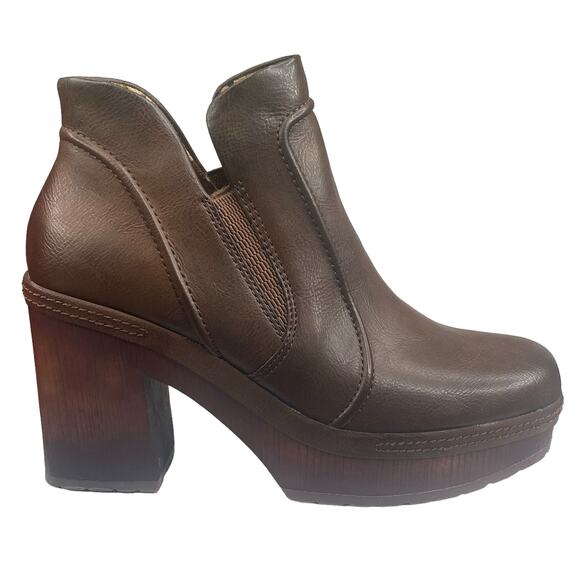 Korks Shoes - Korks Women’s Robin Brown Leather Clog Heeled Booties Size US 7